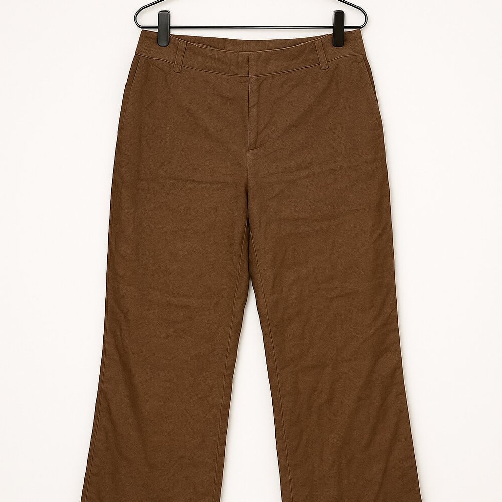 Sunny Taylor Linen Chocolate Brown Wide Leg Cropped Pants